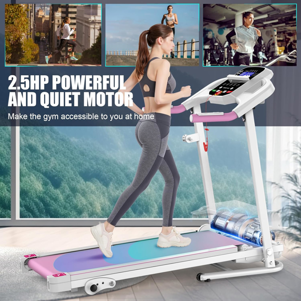 Compact Folding Treadmill for Home - 2.5HP Quiet Brushless Motor, 3-Level Incline, 7.5 MPH, Shock Absorption, Space-Saving Design for Running, Walking - Treadmill for Small Spaces & Home Use-15