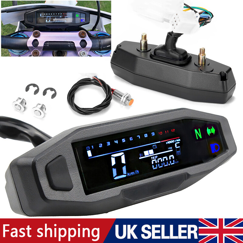 Universal Motorcycle LCD Digital Speedometer Odometer Tachometer Gauge Sensor — image 7