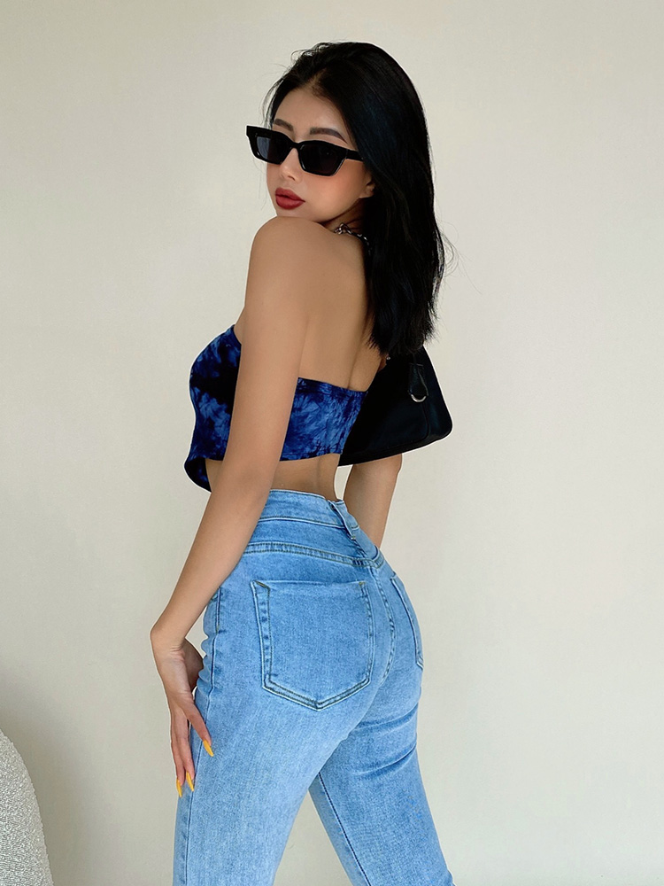 Triangle Tie-dye Tube Top Women's Summer Outer Wear Thin Back