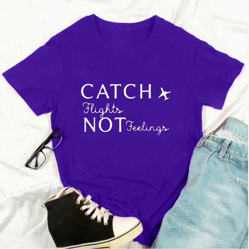 Letter Print Casual Short-sleeved T-shirt - Purple