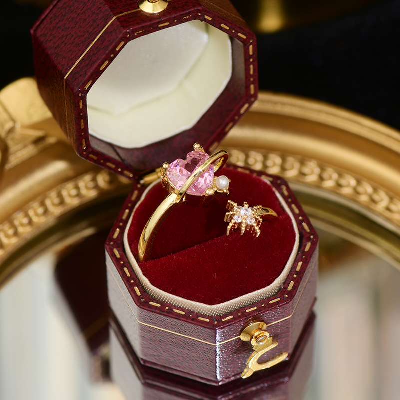 Six-star Princess Dream Girl Romantic Zircon Heart Ring
