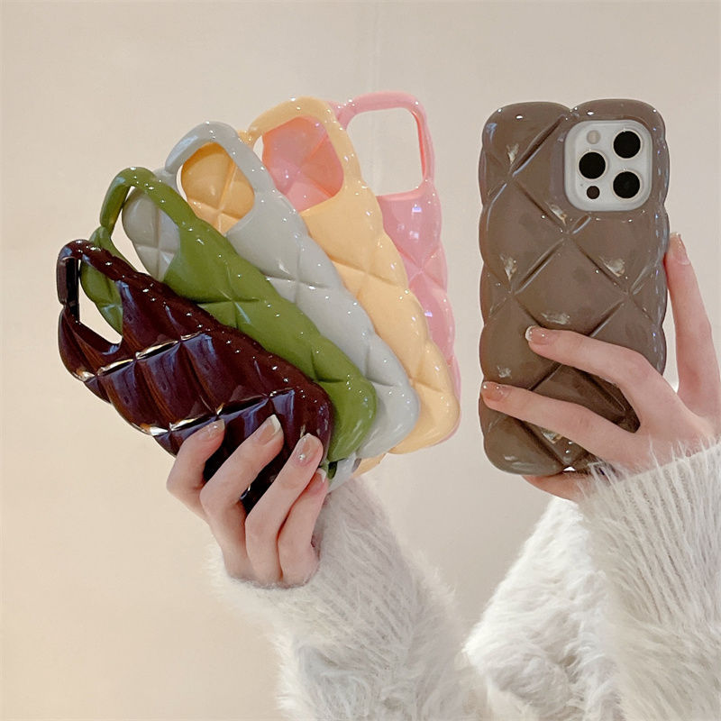 Autumn And Winter Three-dimensional Solid Color Plaid Phone Case - Image 5