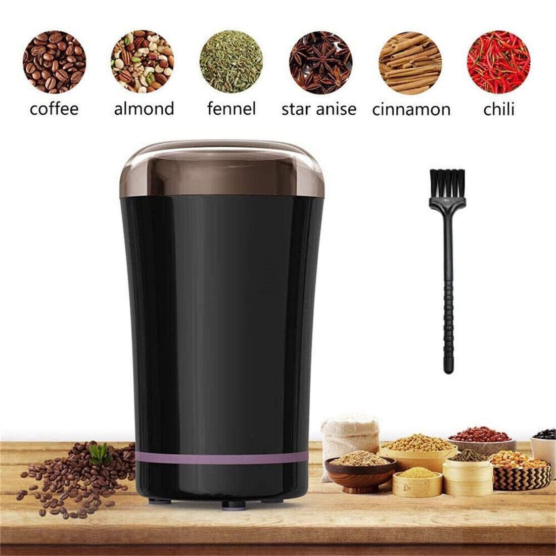 Electric Coffee Grinder, Matte Blade Mill For Coffee Bean Nut Spice Grinding