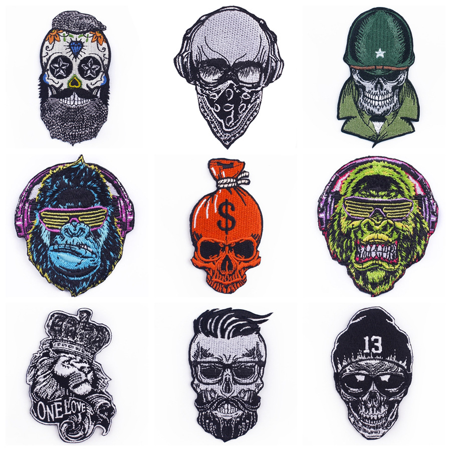 Fashion Punk Skull Embroidery Fabric Patch — image 1