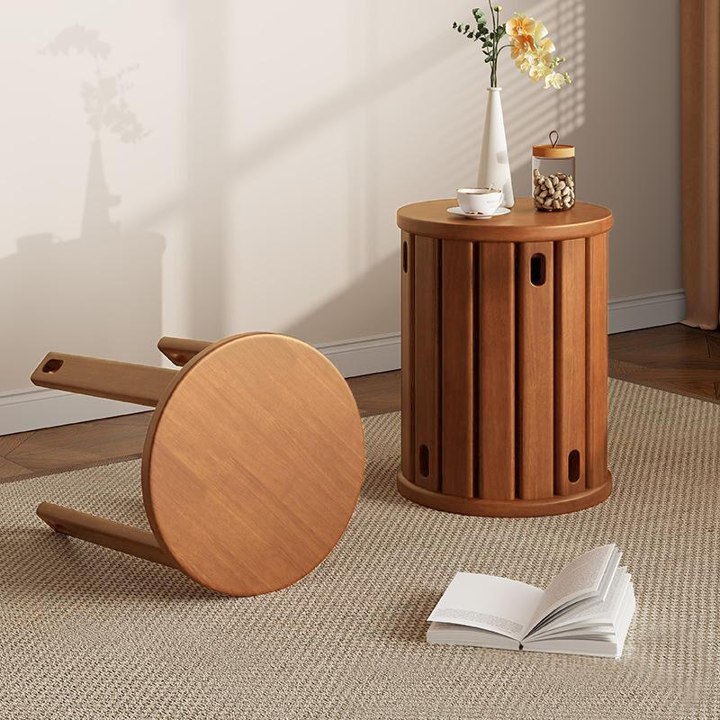 4-In-1 Wood Stool,Stackable Stools Set Of 4, Round Chair Nest Side Table,18 Inch — image 6