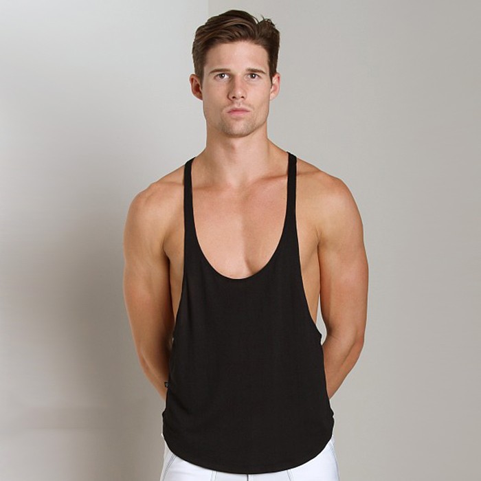 Men's Suspender Cotton Vest With Low Collar And Slit Radian Hem