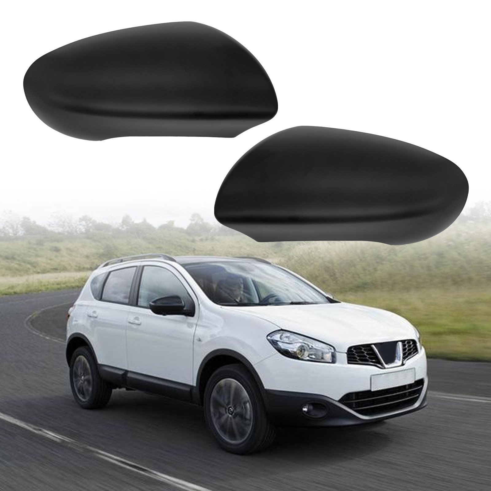 For  Qashqai 2007-2014 J10 Side Door Wing Mirror Cover Caps Textured Black