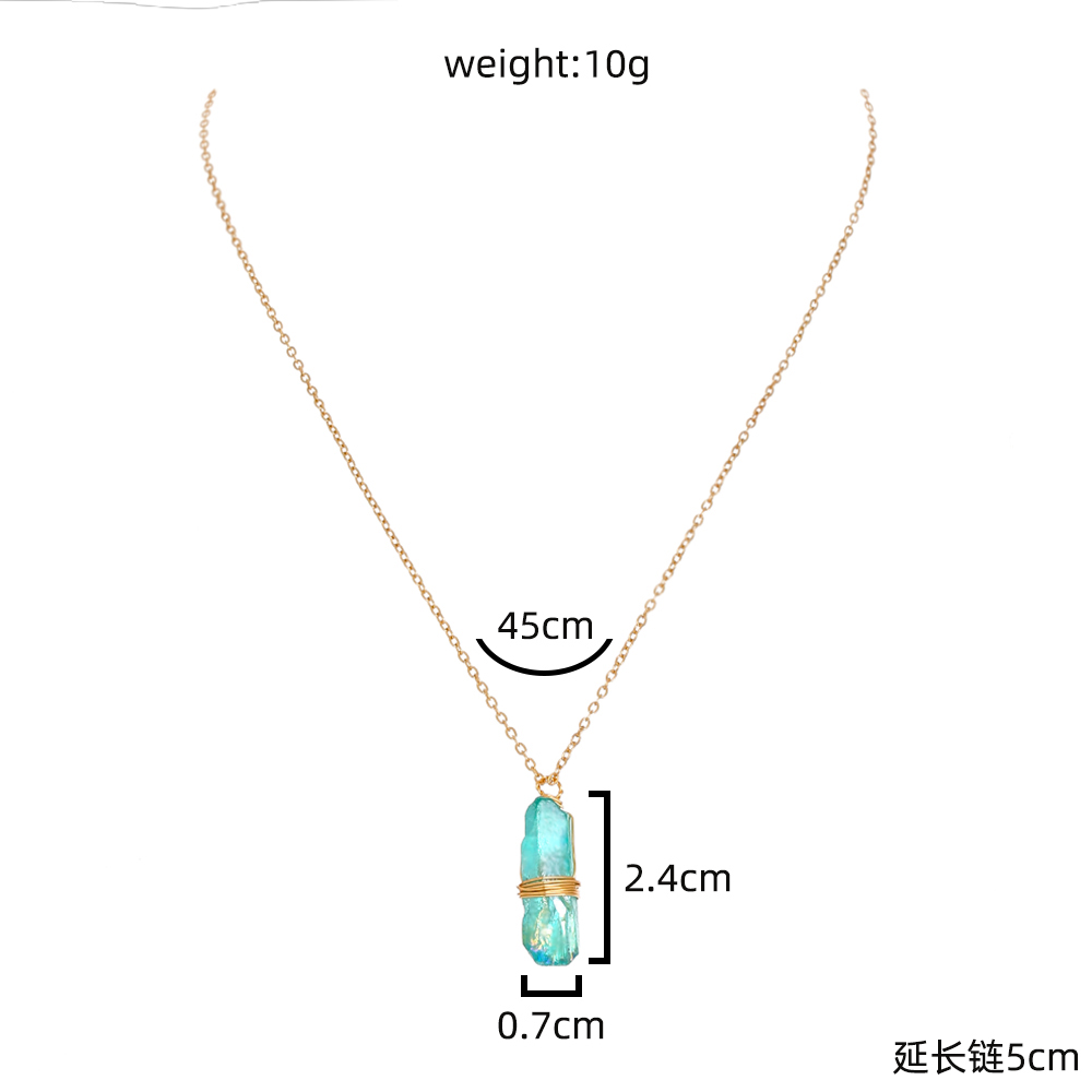 Green Crystal Beads Natural Stone Handmade Pendant Necklace