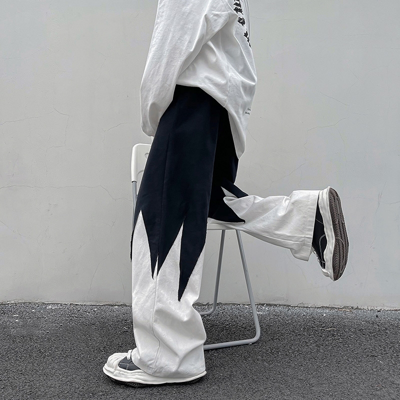 New Street Dark Casual Irregular Spliced Straight Pants