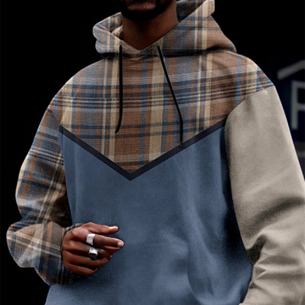 Men's Casual Fashion Trendy Plaid Print Sweatshirt