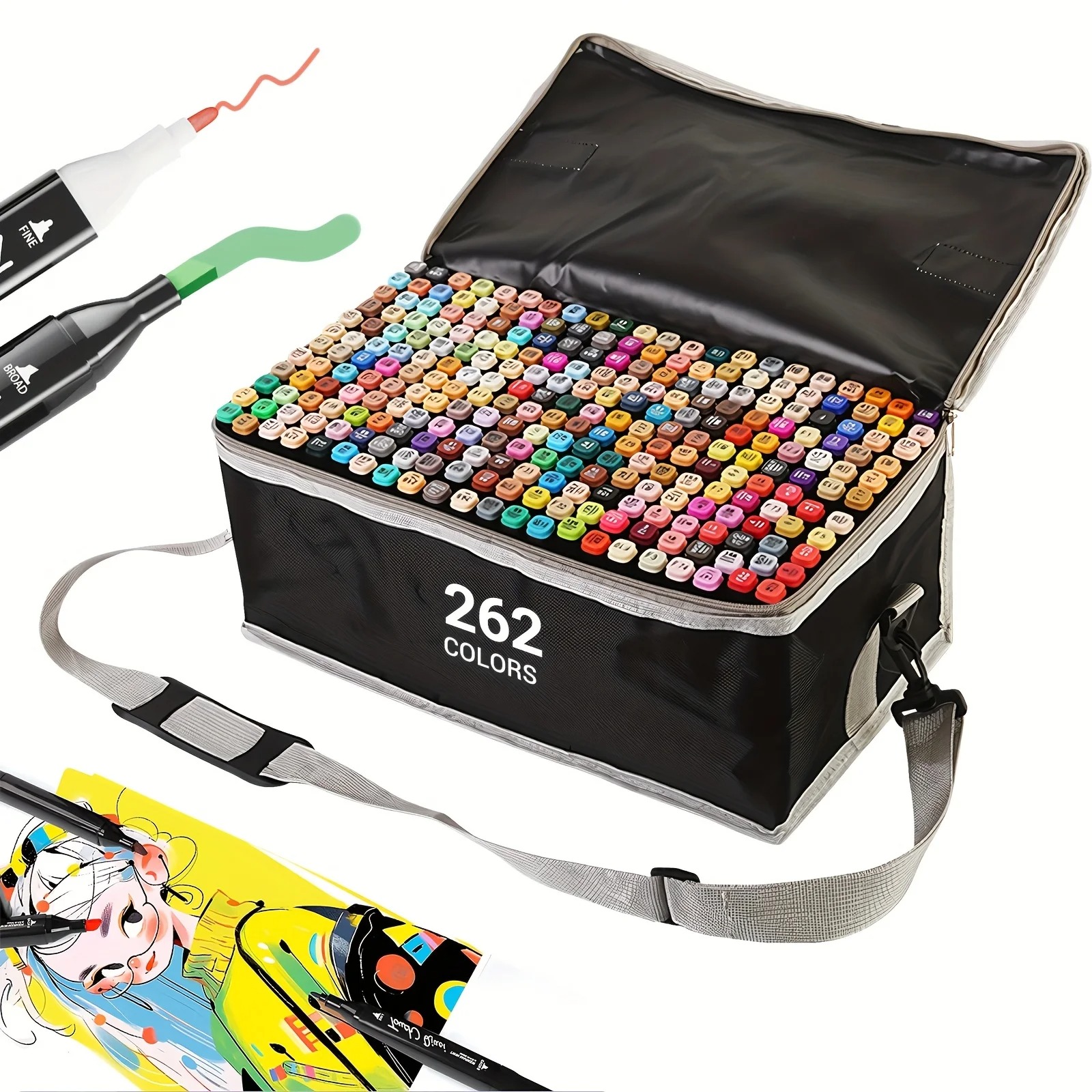 262 Color Dual-Tip Marker Set Quick-Dry Sketching Markers For Painting Drawing — image 2