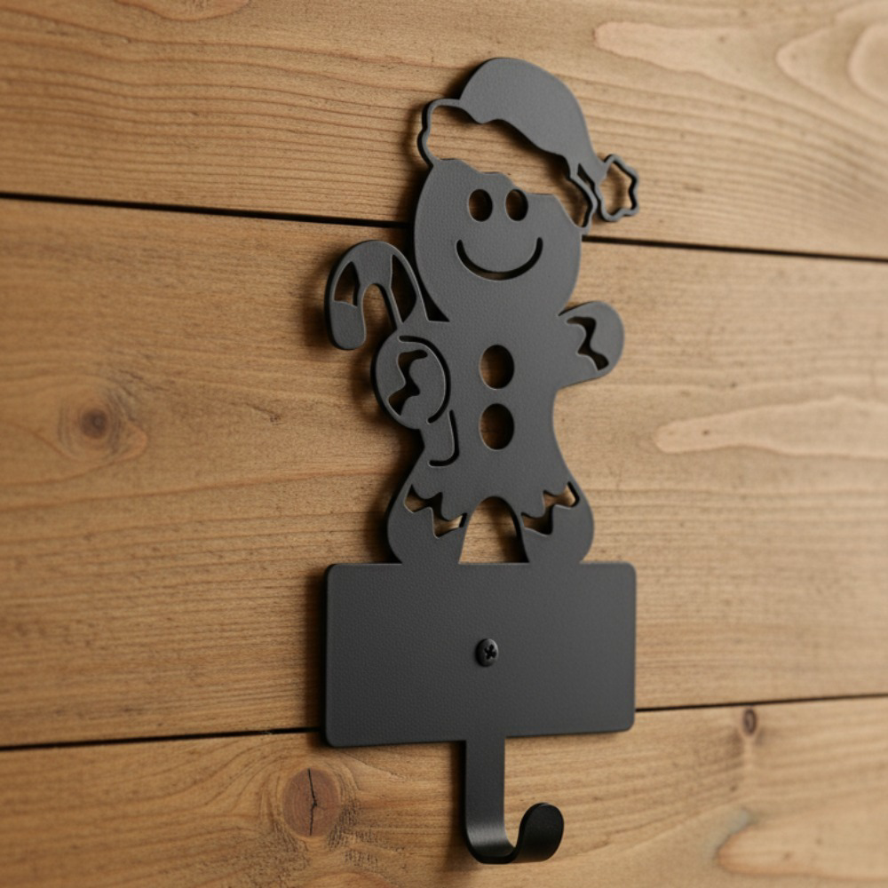 CIFbuy Adorable Gingerbread Man 5-Hook Rustproof Iron, Key Holder Rustic Farmhouse Wall Organizer, For Entryway Kitchen Hanging Hooks, For Keys Towels Coats, Lovely Christmas Decor — 1