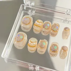 Oil Paint Moonlight Gentle Short Round Nail Warm Yellow - Short Round - View 1