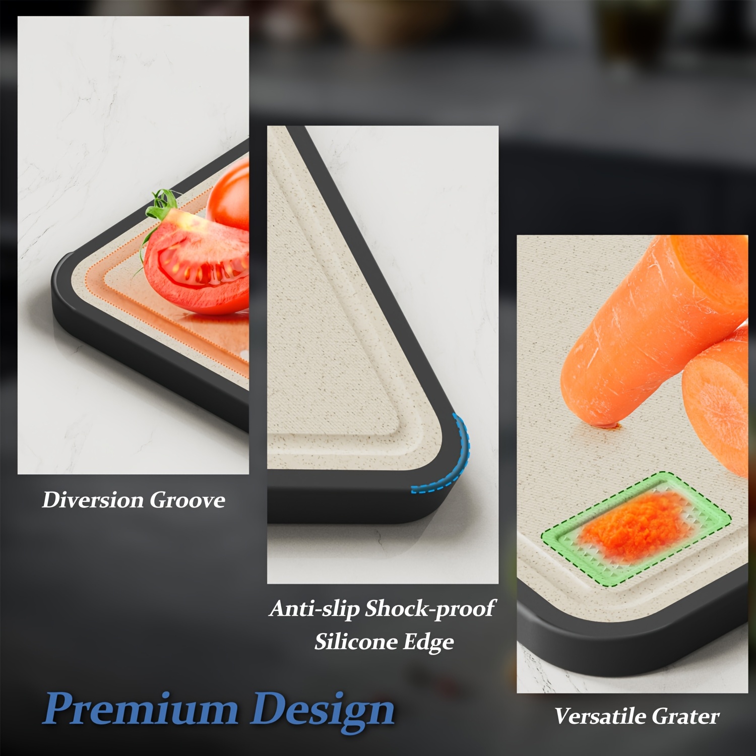1 Double-sided Household Chopping Board - Anti-slip Base, Easy To Clean With Handle - Made Of Stainless Steel, Suitable For Meat, Vegetable And Fruit Families, Essential Kitchen Tools For Cam