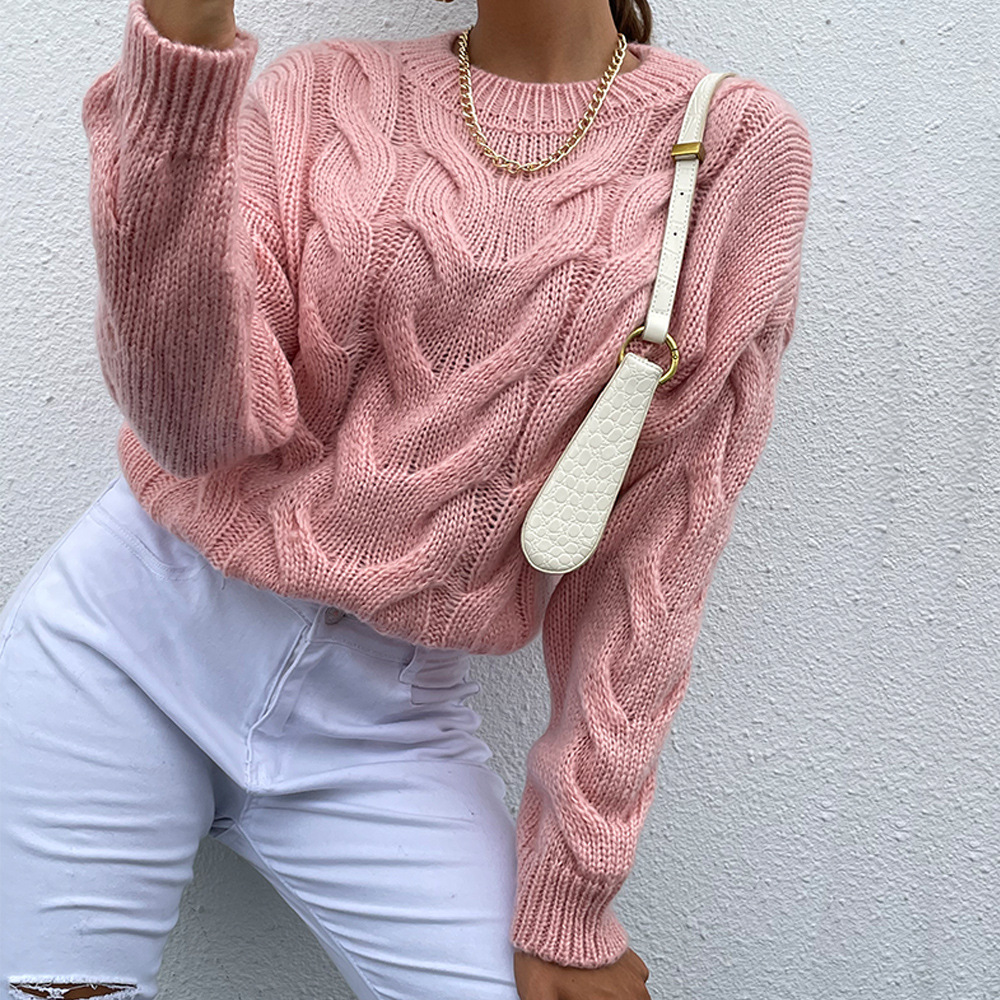 Long Sleeve Knitted Thread Turtleneck Loose Sweater