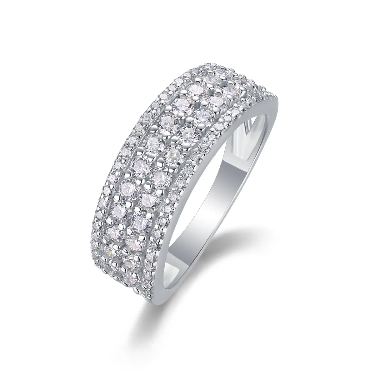 S925 Silver 3.6g Platinum Plated Moissanite Ring