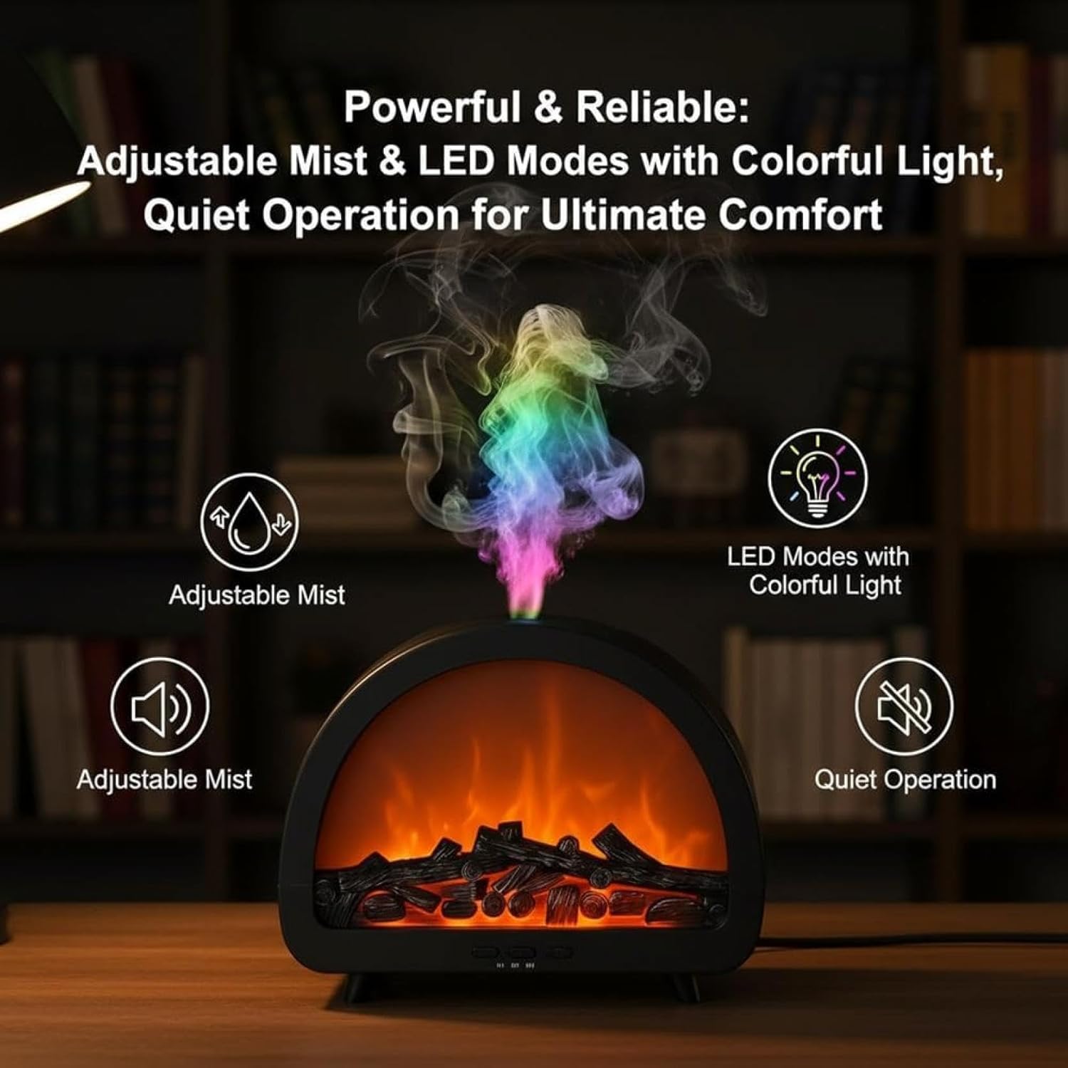 Portable Humidifier, Large Mist Volume, Fireplace Flame Aromatherapy Machine — image 5