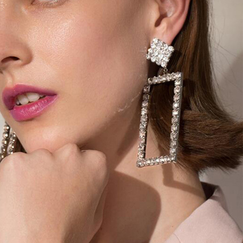 Simple Style Ladies Diamond Geometric Square Earrings