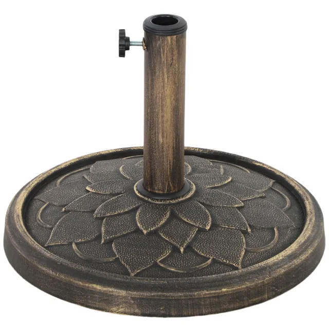 Round Patio Umbrella Base, 26 Lbs Resin Umbrella Stand Base, Heavy Duty Patio Umbrella Holder For 1.31.51.9 Umbrella Poles For Outdoor, Lawn, Pools... Bronze - Shop at LoveMi