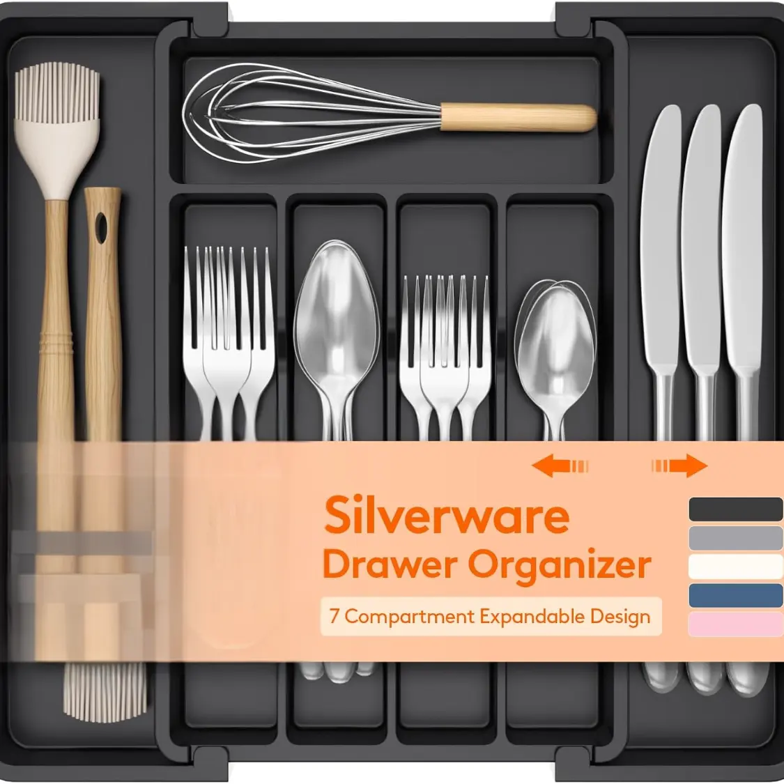 Expandable Silverware Drawer Organizer Kitchen Utensil Tray