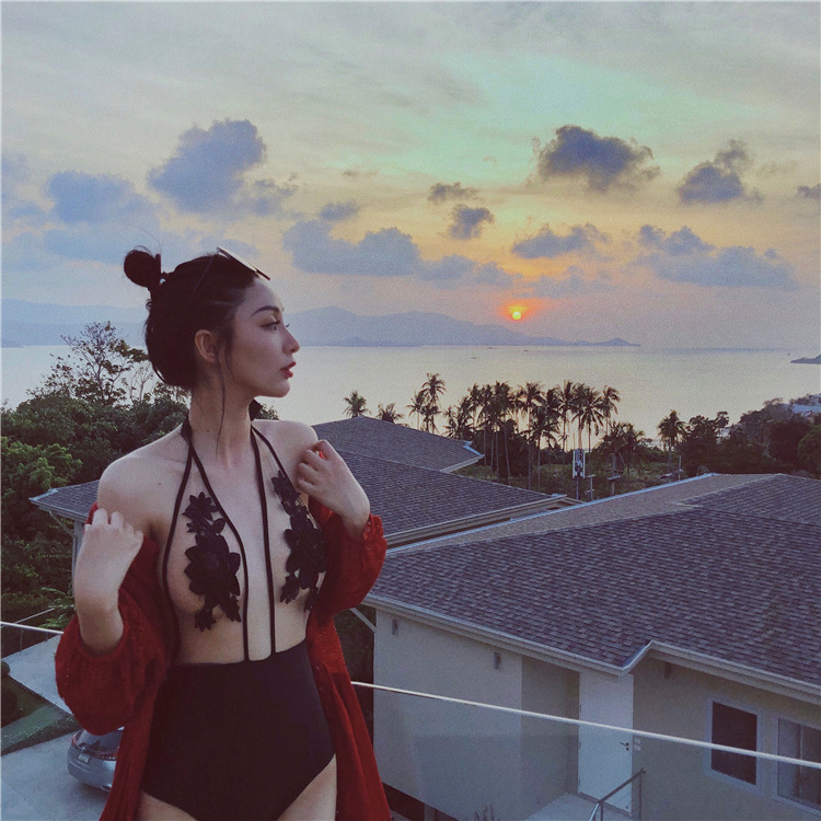 Women's High Fork Slim One Piece Swimsuit