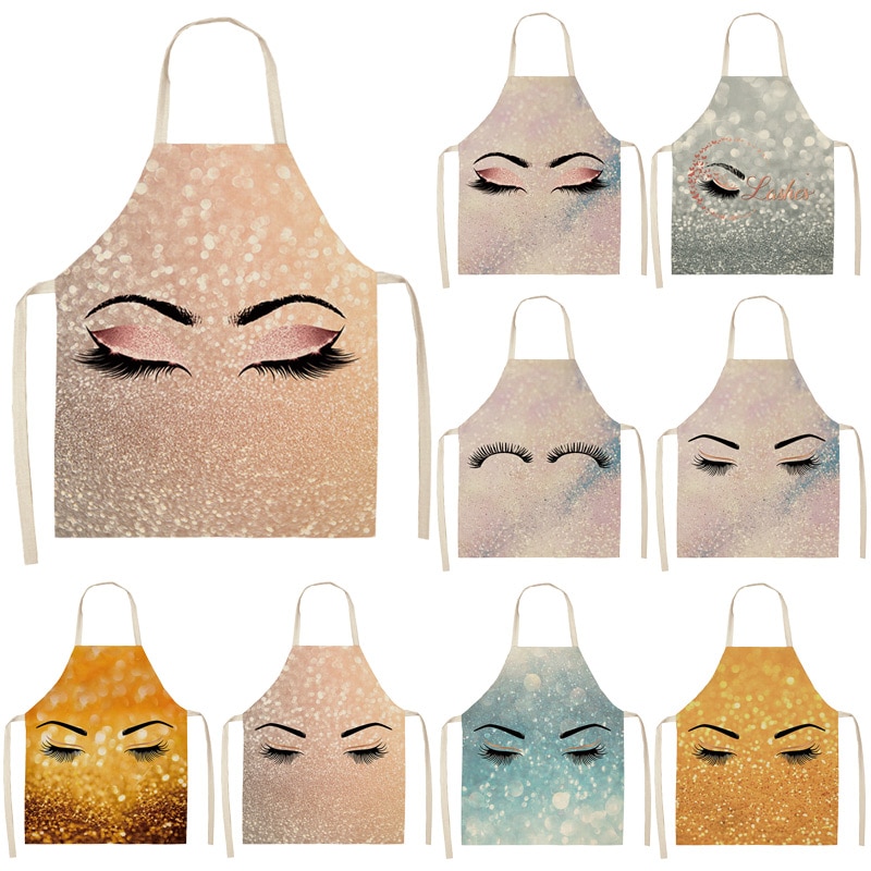 Apron Cotton Hemp 3D Printed Cartoon Anime Eyelashes
