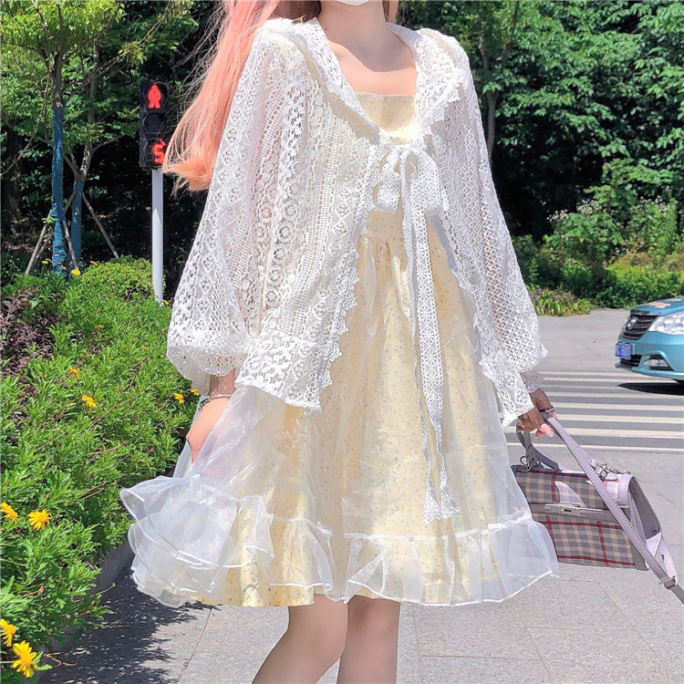 Title 5, Cute Lace Ruffled Hooded Sun Protection Clothin...