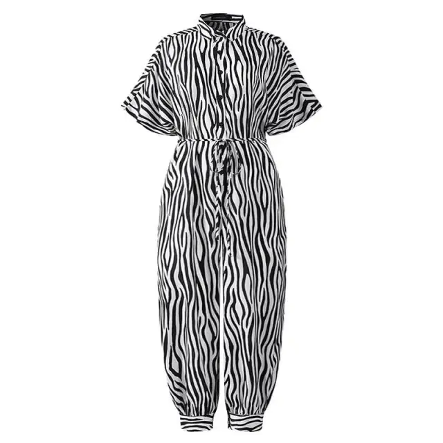 Retro women's short sleeved button casual pants White - Shop at LoveMi