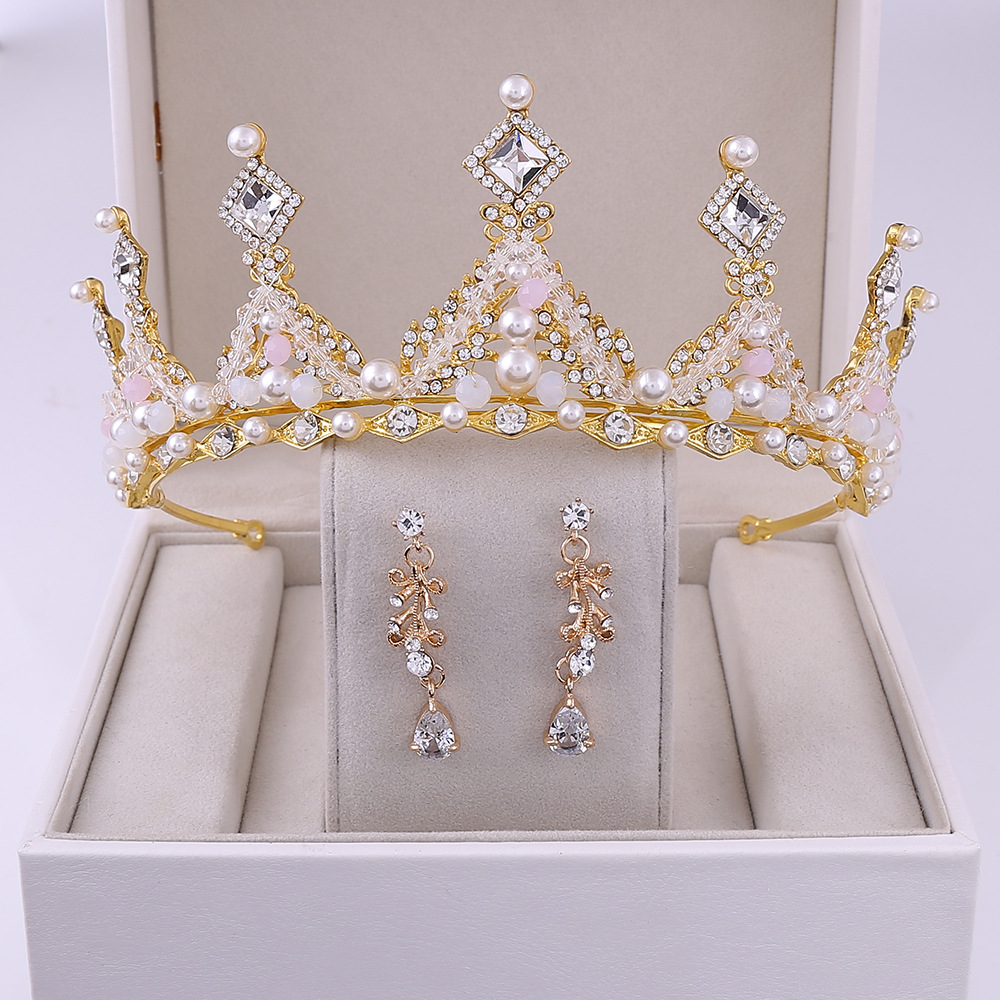 Korean Style Bridal Crown Earring Set Style8 - Shop at LoveMi