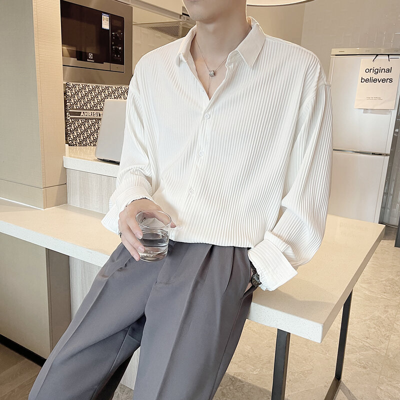 Lightly Cooked Wind White Shirt Super Fire Dark Stripes Ruffian Handsome