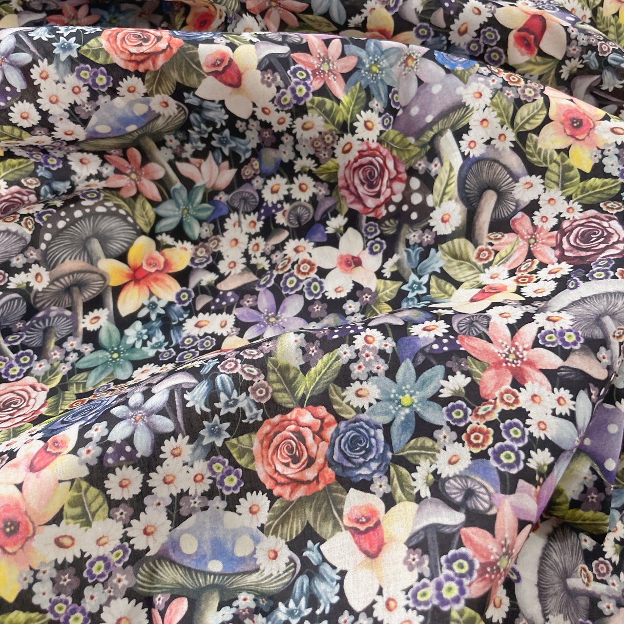 Mushroom Print Cotton Fabric, picture 2 of 4