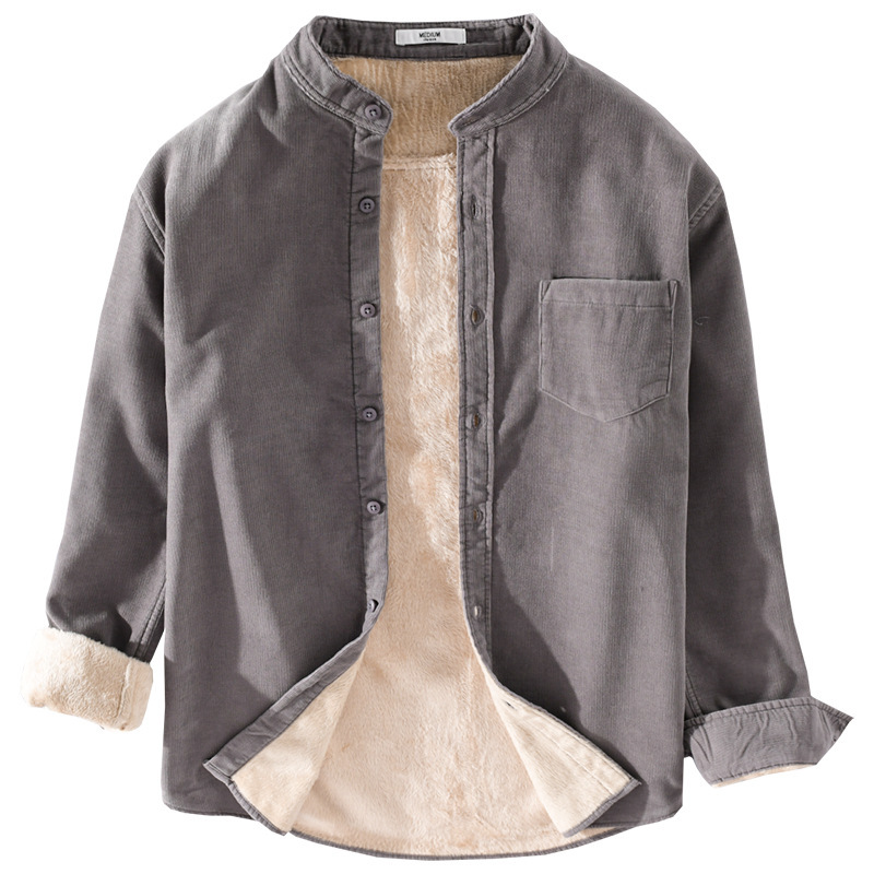 Corduroy Plus Velvet Padded Men's Warm Shirt