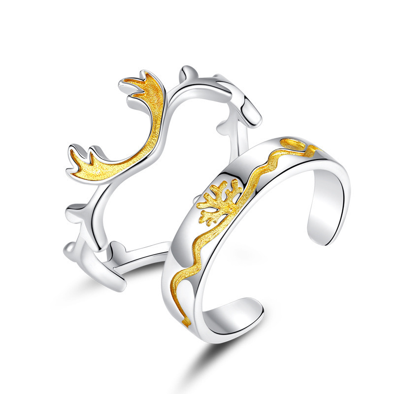 A Deer Has You Couple Ring Men's And Women's Sterling Silver