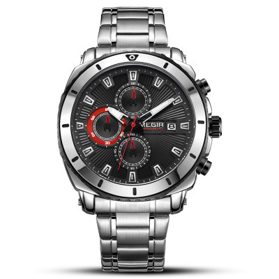 Multi-function Leather Strap Three-hand Sports Quartz Watch
