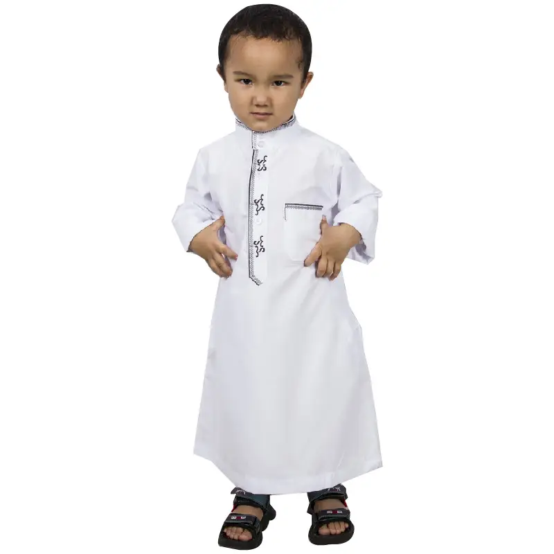 Boys' Fashion Casual Embroidered White Robe