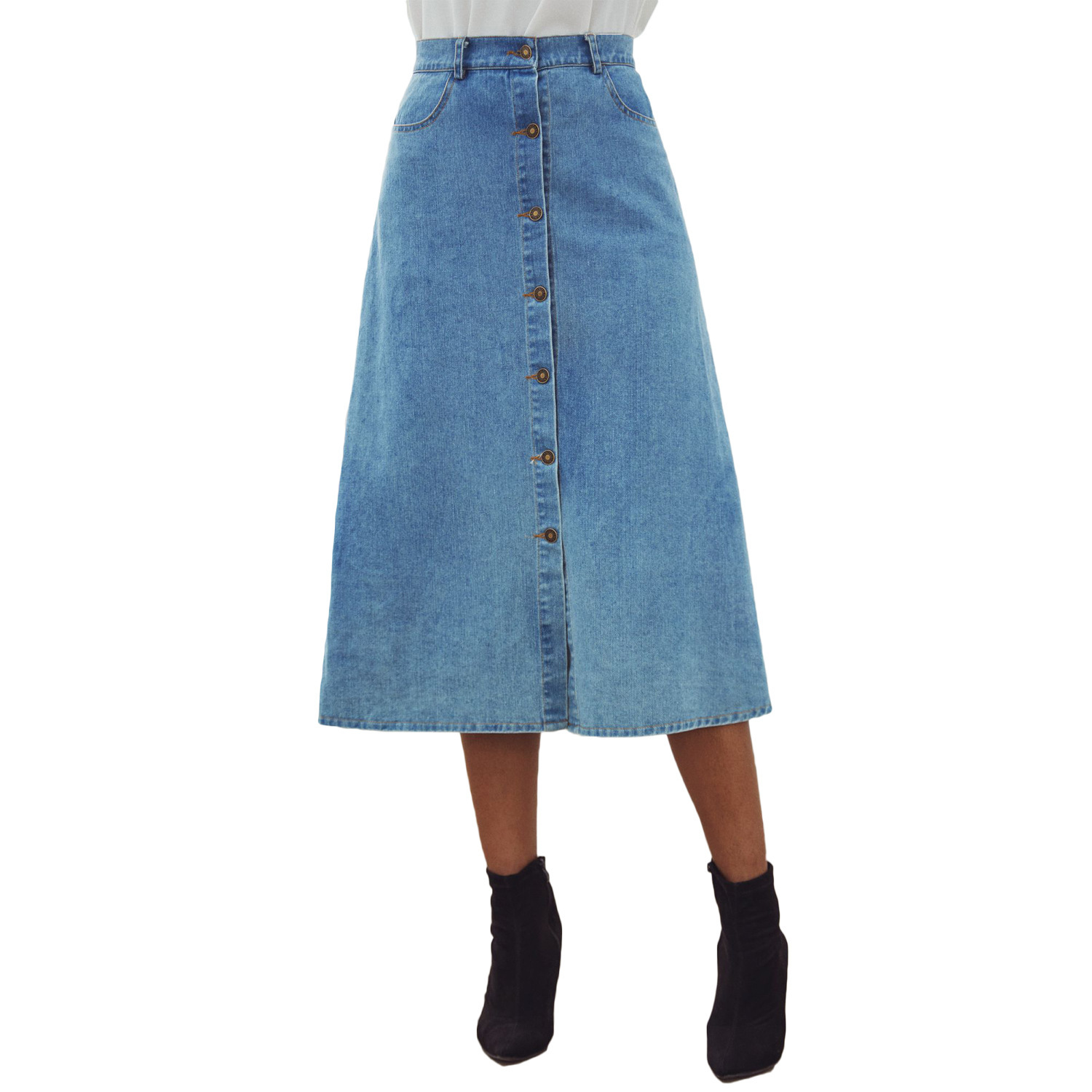 Title 5, Temperament High Waist Denim Skirt. A versatile...