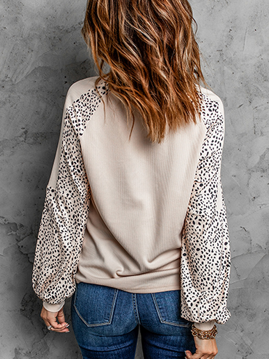 Cross-border Women's Clothing Leopard Print Patchwork Knitting Sweater European And American New Round Neck Pullover Long Sleeve Top 25110366