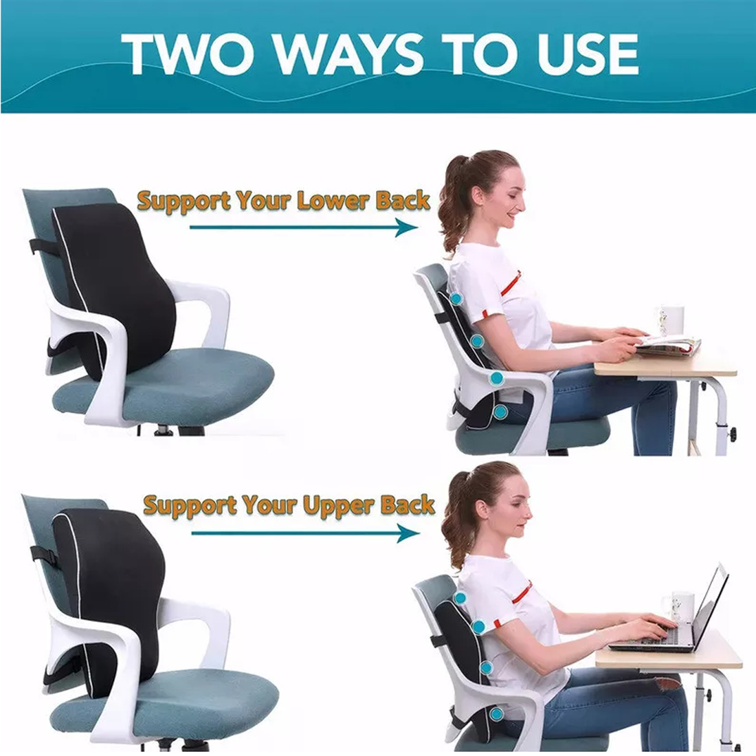 Memory Foam Seat Back Pain Support Booster Cushion Chair Car Pillow Lumbar Lower — image 11