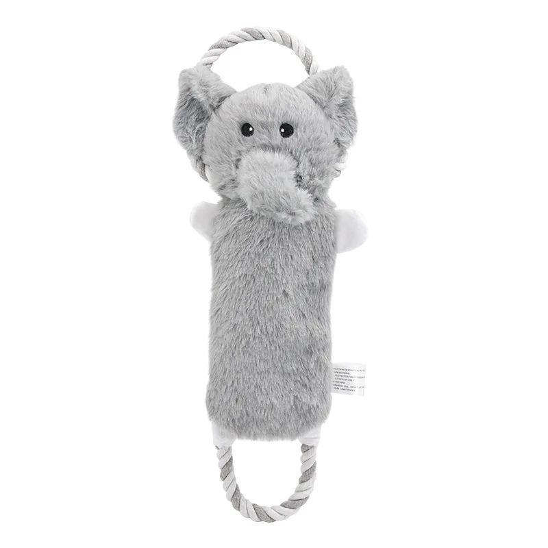 Funny Plush Dog Toys Stuffed Animal Shaped Zebras Elephant Pet Chew Squeaky Toy Bite Resistant With Rope Elephant - Shop at LoveMi