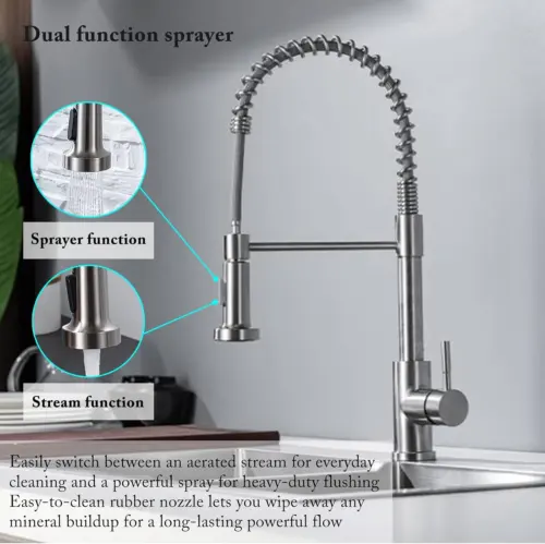 Monobloc Silver Kitchen Sink Mixer Taps