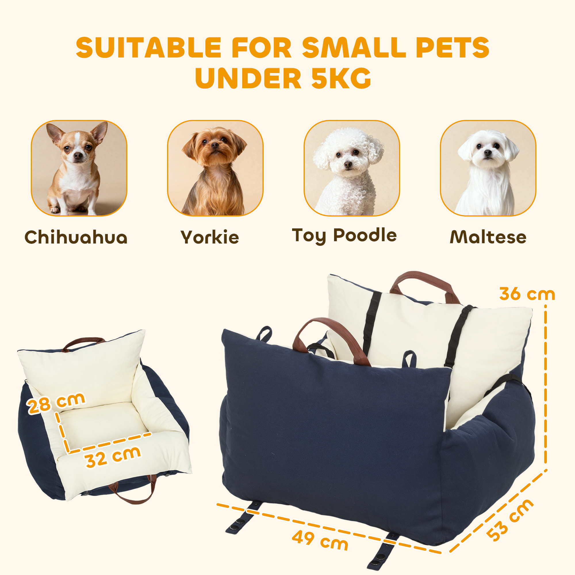 Dog Car Seat, Cosy Pet Booster For Small Under 5 KG, Portable Travel Bed — image 11