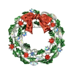 Bow tie wreath brooch - Silver - View 1