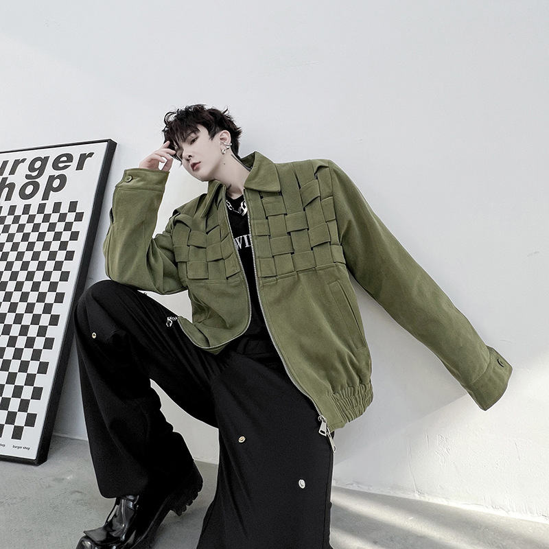 Knitted Splice Polo Short Work Jacket