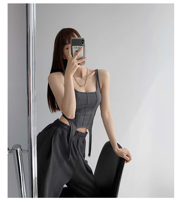 Fishbone Slimming Corset Threaded Vest Irregular Hooks Chic Bottoming Shirt Outer