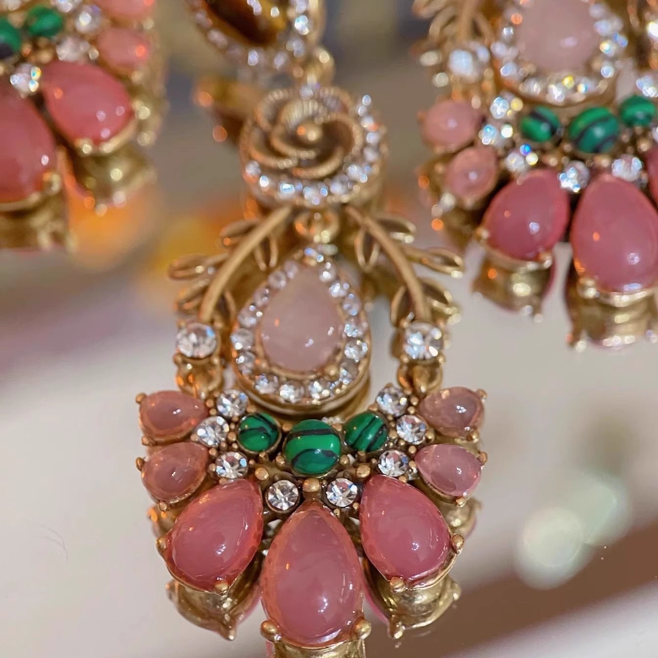 Vintage Floral Tassel Earrings, Heavy Craft Vintage Retro Elegant Stud Ear Jewelry For Women