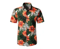 Men's Casual Shirts 3D Hawaiian Tropical Fashion - Orange Blossom - View 1