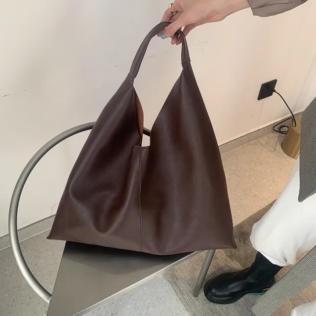 Autumn And Winter New Soft Leather High Capacity One Shoulder Tote Bag Coffee - Shop at LoveMi