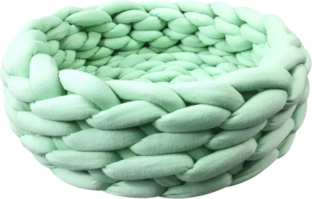 Cat Basket Bed Cotton Knitted Round Pet Beds For Cats Cute Boho Cat Pet Bed Warm Woven Cat Nest For Puppy Kitten Cats Dogs L 45Cm0.96Kg - Shop at LoveMi