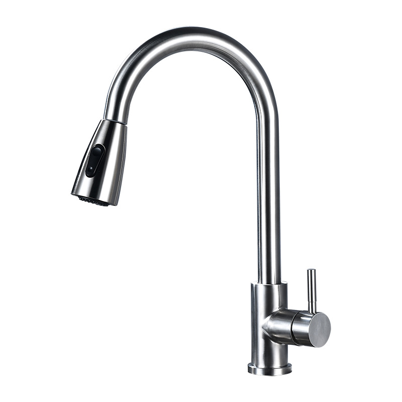 Title 1, 304 Stainless Steel Pull-out Kitchen Faucet Dou...