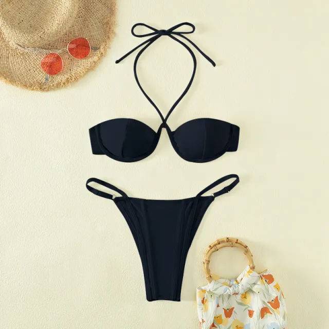 Split Swimsuit Bikini Steel Panther Pattern Swimsuit Black - Shop at LoveMi
